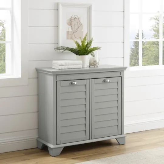 Kirkland's Home Gray Double Linen Hamper- Bathroom Furniture