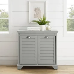 Kirkland's Home Gray Double Linen Hamper- Bathroom Furniture