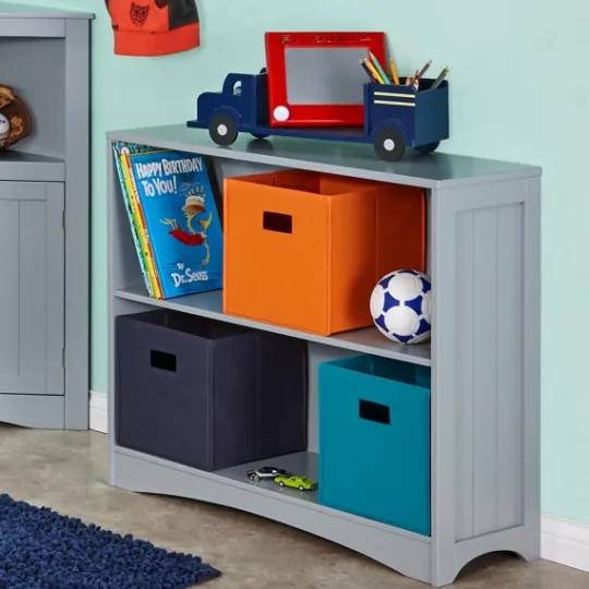 Kirkland's Home Gray Double Shelf Wooden Bookcase- Bookshelves