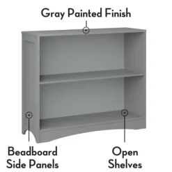 Kirkland's Home Gray Double Shelf Wooden Bookcase- Bookshelves