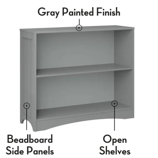 Kirkland's Home Gray Double Shelf Wooden Bookcase- Bookshelves