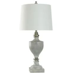 Kirkland's Home Gray Faux Wood And Silver Table Lamp- Table Lamps