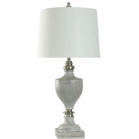 Kirkland's Home Gray Faux Wood And Silver Table Lamp- Table Lamps