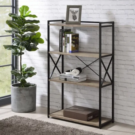 Kirkland's Home Gray Finish X Frame Open Shelf Bookcase- Bookshelves