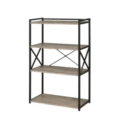 Kirkland's Home Gray Finish X Frame Open Shelf Bookcase- Bookshelves