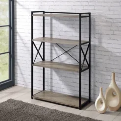 Kirkland's Home Gray Finish X Frame Open Shelf Bookcase- Bookshelves