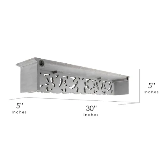 Kirkland's Home Gray Floral Carved Wall Shelf- Shelves
