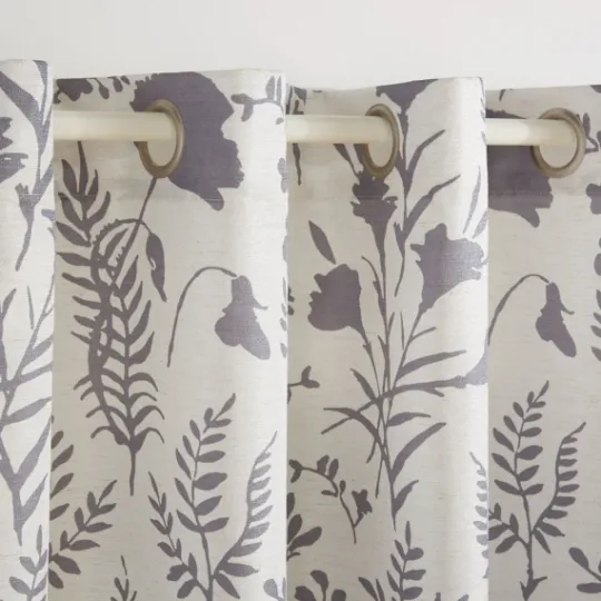 Kirkland's Home Gray Floral 2-Pc. Curtain Panel Set, 84 In.- Curtains & Drapes