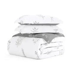 Kirkland's Home Gray Floral Reversible 2-Pc. Twin Duvet Cover Set- Duvets