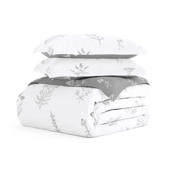 Kirkland's Home Gray Floral Reversible 2-Pc. Twin Duvet Cover Set- Duvets
