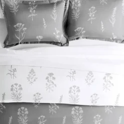 Kirkland's Home Gray Floral Reversible 2-Pc. Twin Duvet Cover Set- Duvets
