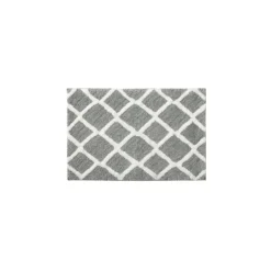 Kirkland's Home Gray Geometric Pattern Reversible Bath Mat, 34 In.- Bathroom Rugs