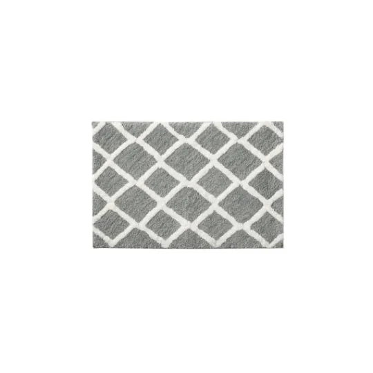 Kirkland's Home Gray Geometric Pattern Reversible Bath Mat, 34 In.- Bathroom Rugs