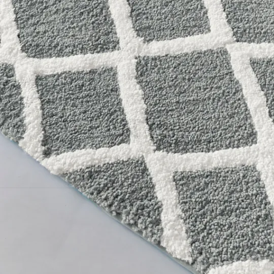 Kirkland's Home Gray Geometric Pattern Reversible Bath Mat, 34 In.- Bathroom Rugs