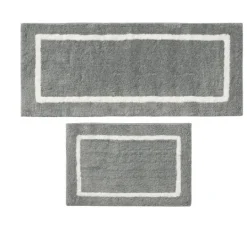 Kirkland's Home Gray Geometric Pattern Reversible Bath Mat, 34 In.- Bathroom Rugs