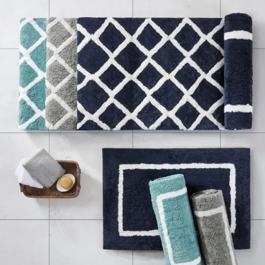 Kirkland's Home Gray Geometric Pattern Reversible Bath Mat, 34 In.- Bathroom Rugs
