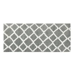 Kirkland's Home Gray Geometric Pattern Reversible Bath Mat, 60 In.- Bathroom Rugs