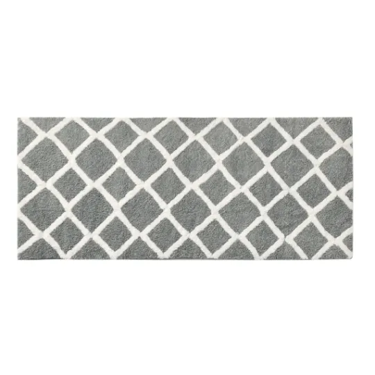 Kirkland's Home Gray Geometric Pattern Reversible Bath Mat, 60 In.- Bathroom Rugs