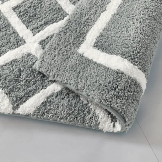 Kirkland's Home Gray Geometric Pattern Reversible Bath Mat, 60 In.- Bathroom Rugs