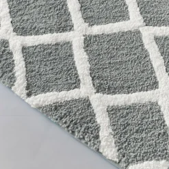 Kirkland's Home Gray Geometric Pattern Reversible Bath Mat, 60 In.- Bathroom Rugs