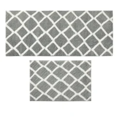 Kirkland's Home Gray Geometric Pattern Reversible Bath Mat, 60 In.- Bathroom Rugs