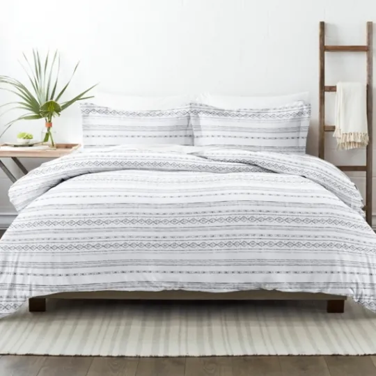 Kirkland's Home Gray Geometric 3-Pc. King Duvet Cover Set- Duvets