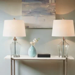 Kirkland's Home Gray Glass Bold Table Lamps, Set Of 2- Table Lamps
