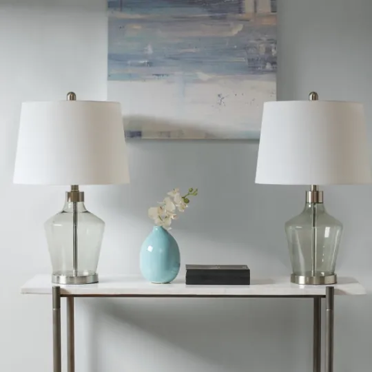 Kirkland's Home Gray Glass Bold Table Lamps, Set Of 2- Table Lamps