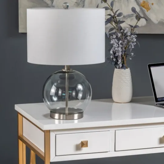 Kirkland's Home Gray Glass Globe Table Lamp- Table Lamps