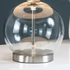 Kirkland's Home Gray Glass Globe Table Lamp- Table Lamps