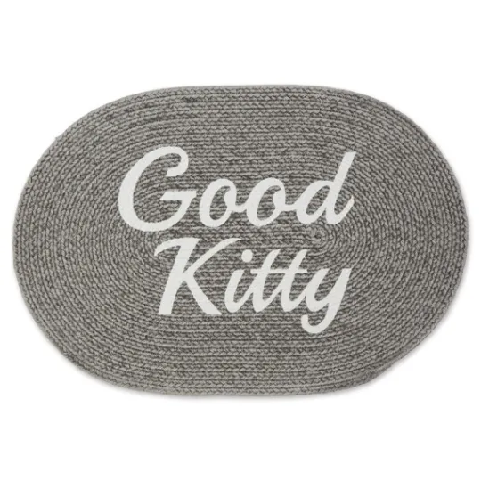 Kirkland's Home Gray Good Kitty Pet Bowl Mat- Kitchen & Floor Mats