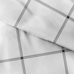 Kirkland's Home Gray Grid Plaid 3-Pc. Micro King Duvet Cover Set- Duvets