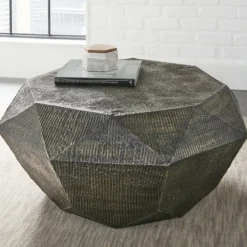 Kirkland's Home Gray Hand-Stamped Iron Octagonal Coffee Table- Coffee Tables