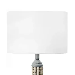 Kirkland's Home Gray Iron And Rattan Beaded Table Lamp- Table Lamps