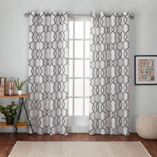 Kirkland's Home Gray Kenzie Curtain Panel Set, 96 In- Curtains & Drapes