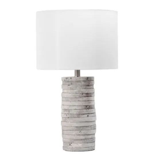 Kirkland's Home Gray Layered Cylinder Table Lamp- Table Lamps