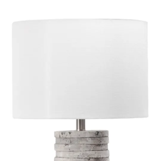 Kirkland's Home Gray Layered Cylinder Table Lamp- Table Lamps