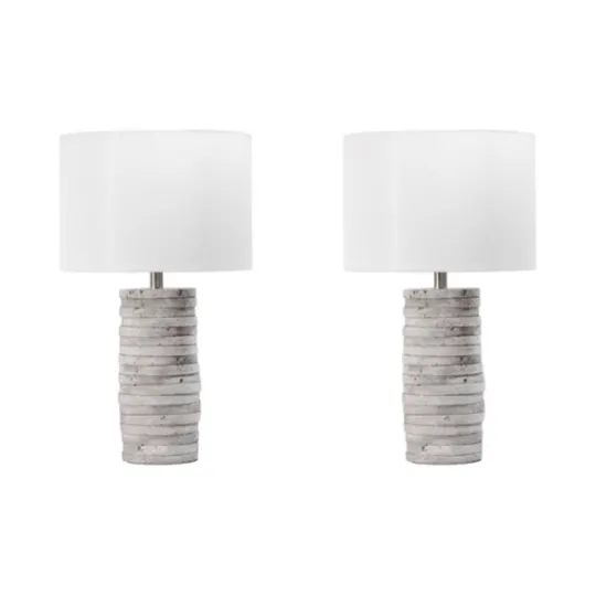 Kirkland's Home Gray Layered Cylinder Table Lamp- Table Lamps