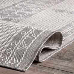 Kirkland's Home Gray Lee Global Stripes Outdoor Area Rug, 5X8- Outdoor Rugs