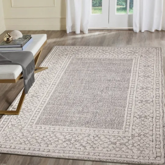 Kirkland's Home Gray Leopard Border Outdoor Area Rug, 7X10- Outdoor Rugs