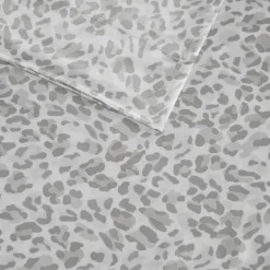 Kirkland's Home Gray Leopard Print Satin 4-Pc. Queen Sheet Set- Bed Sheets