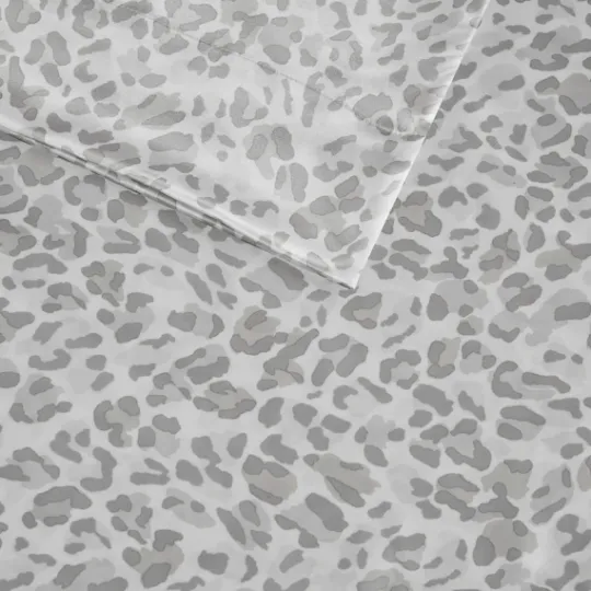 Kirkland's Home Gray Leopard Satin King 2-Pc. Pillow Case Set- Bed Sheets