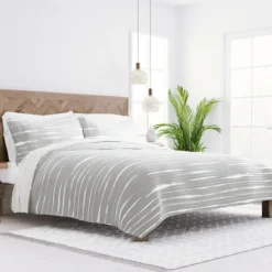Kirkland's Home Gray Linear Reversible 3-Pc. Queen Quilt Set- Quilts