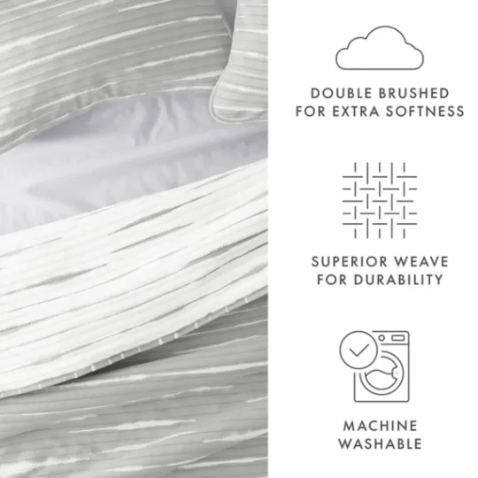 Kirkland's Home Gray Linear Reversible 3-Pc. Queen Quilt Set- Quilts