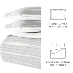 Kirkland's Home Gray Linear Reversible 3-Pc. Queen Quilt Set- Quilts