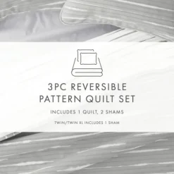 Kirkland's Home Gray Linear Reversible 2-Pc. Twin Quilt Set- Quilts