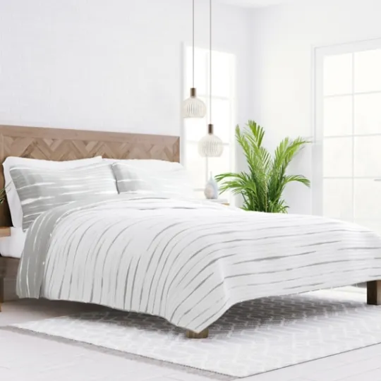 Kirkland's Home Gray Linear Reversible 3-Pc. King Quilt Set- Quilts
