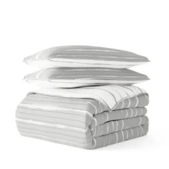 Kirkland's Home Gray Linear Reversible 3-Pc. King Quilt Set- Quilts