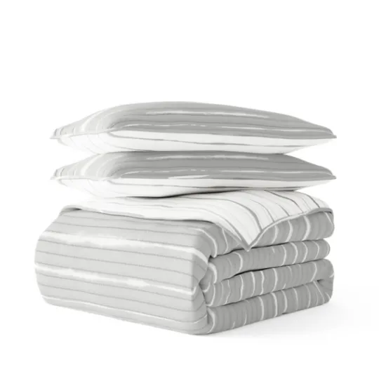 Kirkland's Home Gray Linear Reversible 3-Pc. King Quilt Set- Quilts