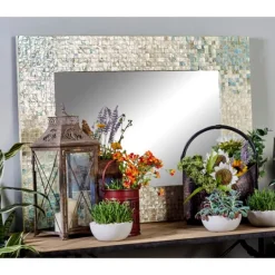 Kirkland's Home Gray Mother Of Pearl Shell Frame Wall Mirror- Decorative Mirrors